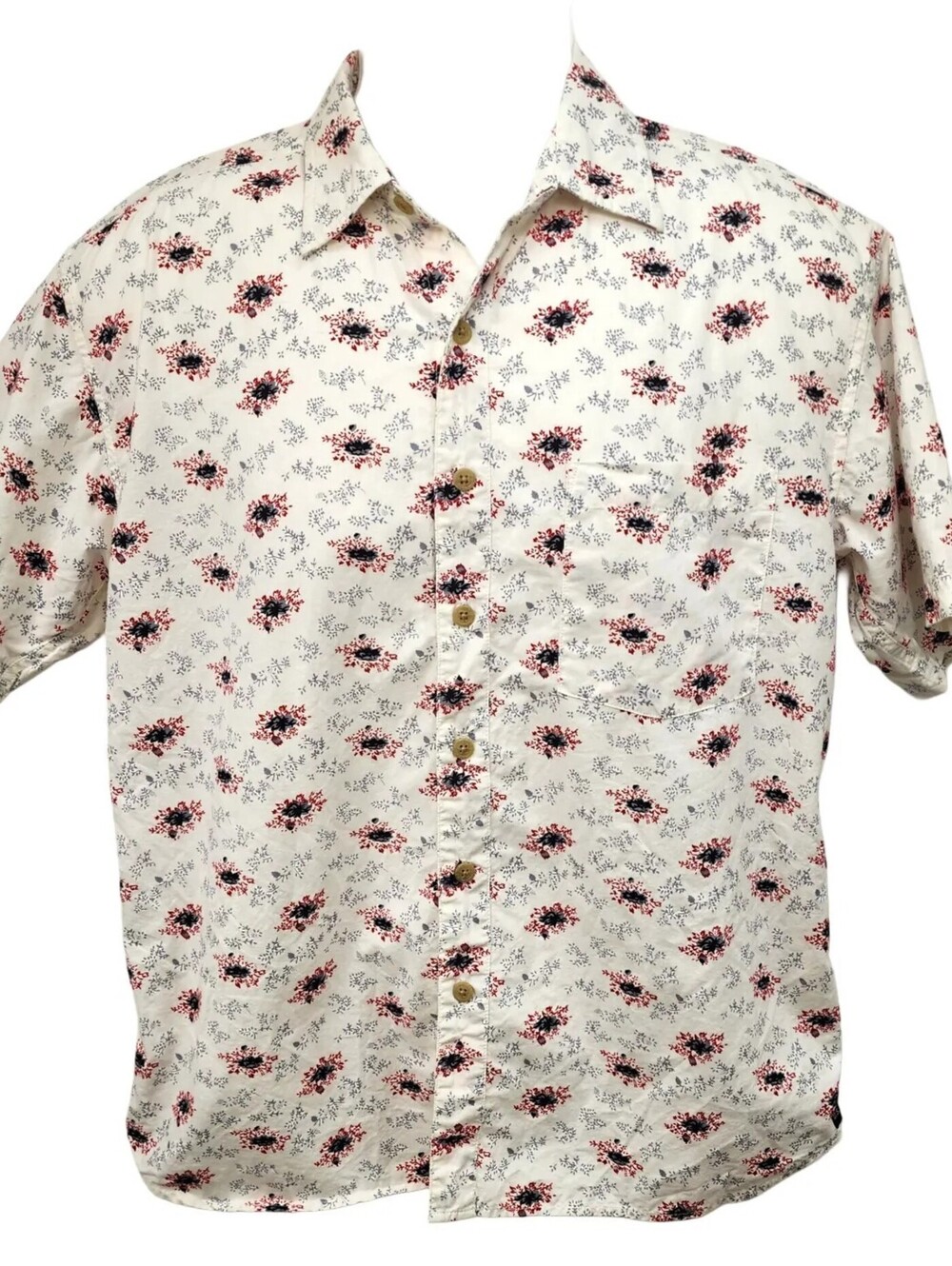 U.S. Expedition Men's Floral Print Short Sleeve Button Down Cotton Shirt S